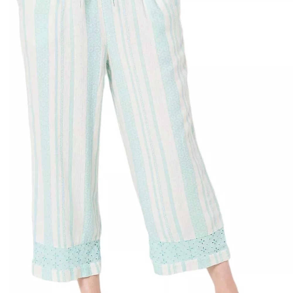 Denim & Co. Naturals Regular Linen Blend Crop Pants in Eggshell Blue